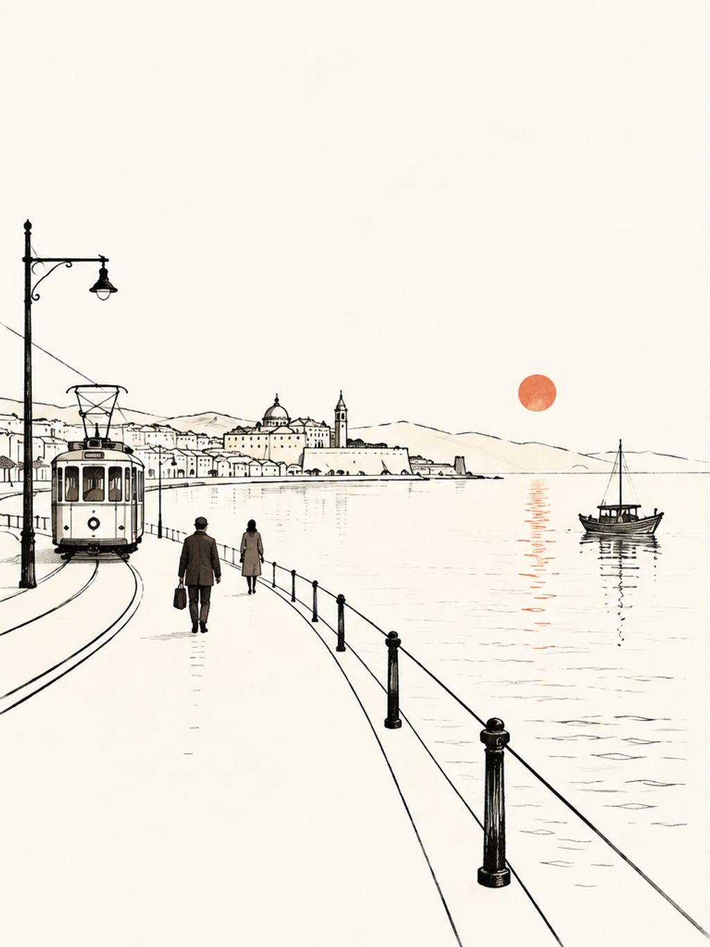One-Line Harbor Dawn