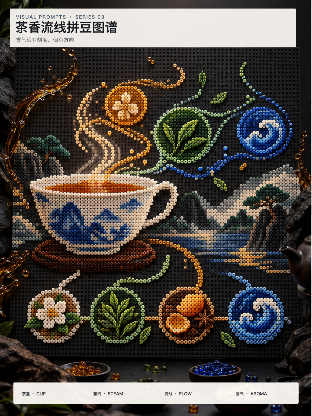 茶香流线拼豆图谱