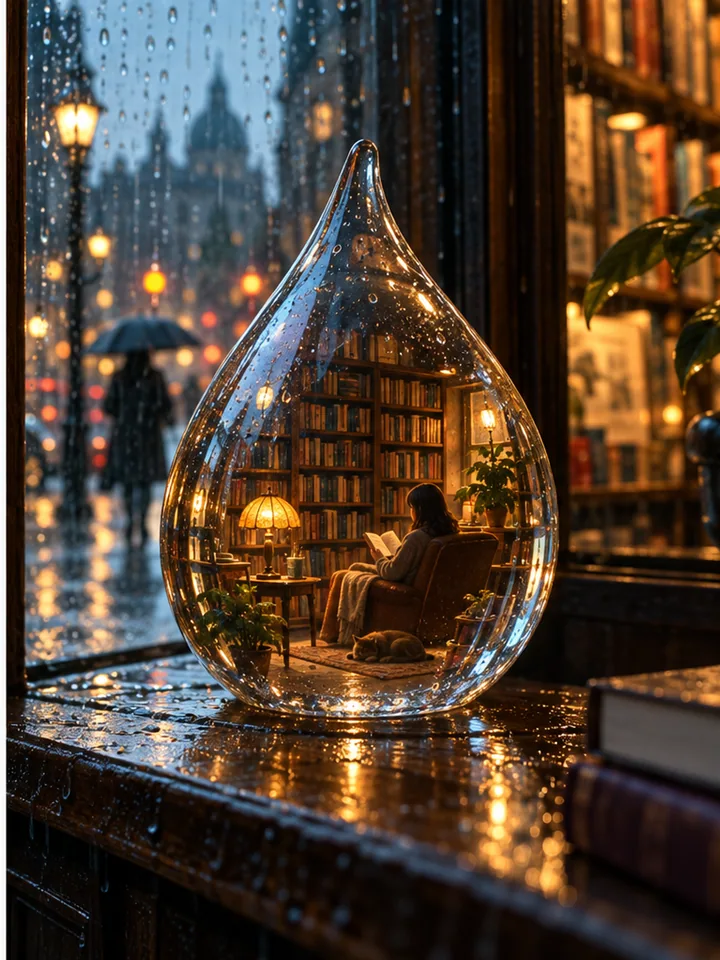 雨滴里的书店 - 雨夜书店电影静物
