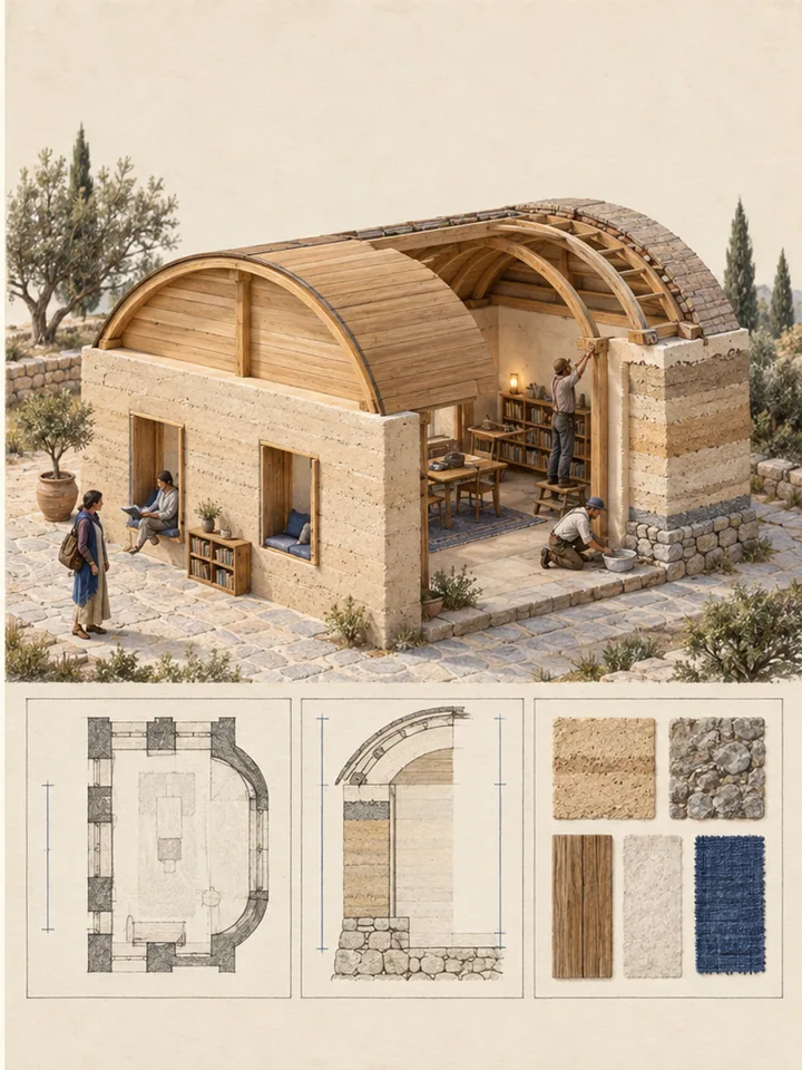 Clay-Wall Reading Room - Rammed-earth reading-room miniature