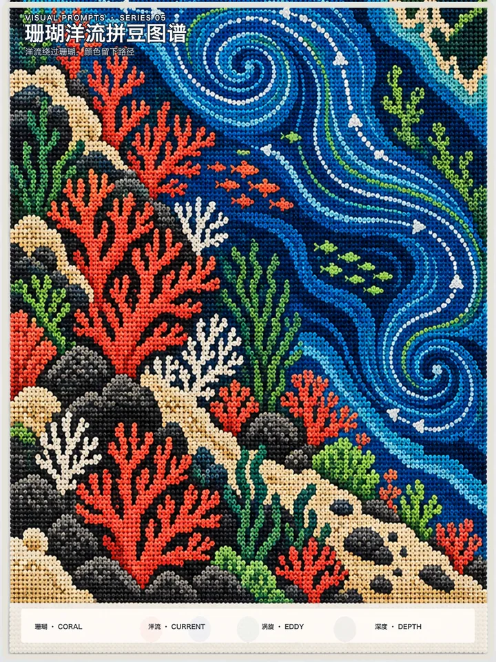 珊瑚洋流拼豆图谱