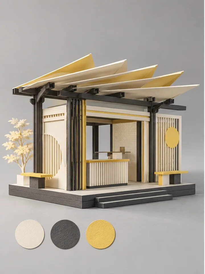 Folding Solar Kiosk - Clean commercial paper landmark