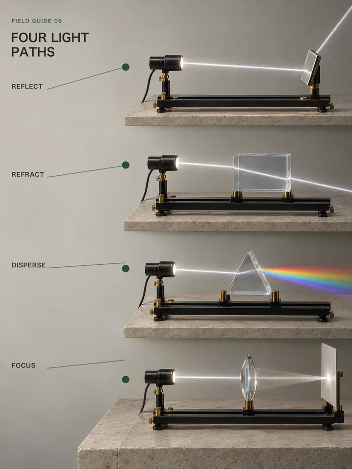 Four Light Paths - Physical optics infographic