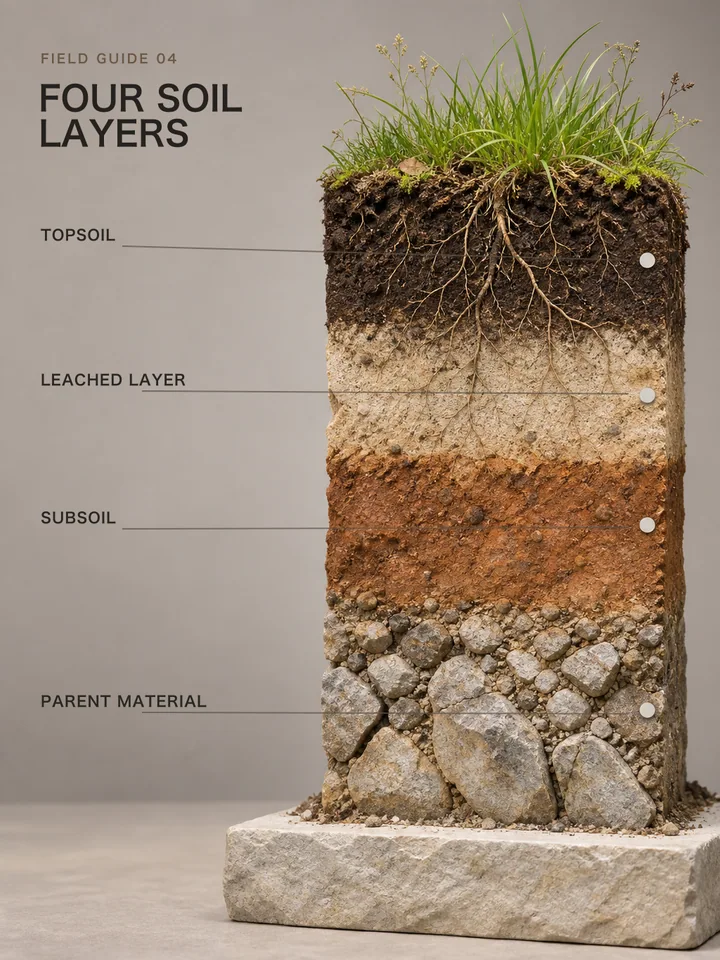 Four Soil Layers - Physical cutaway infographic