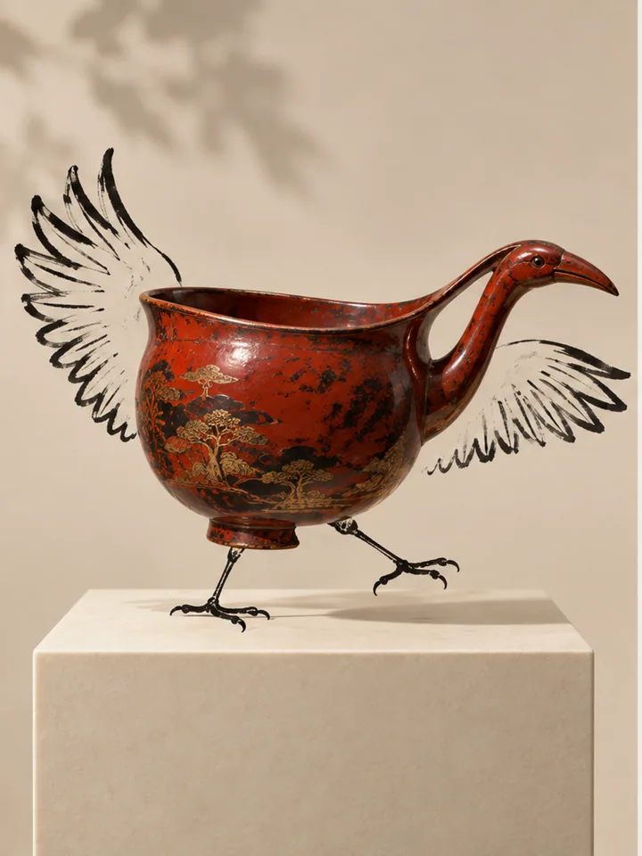 Lacquer Bird Vessel