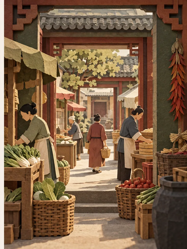Morning Market Paper Courtyard