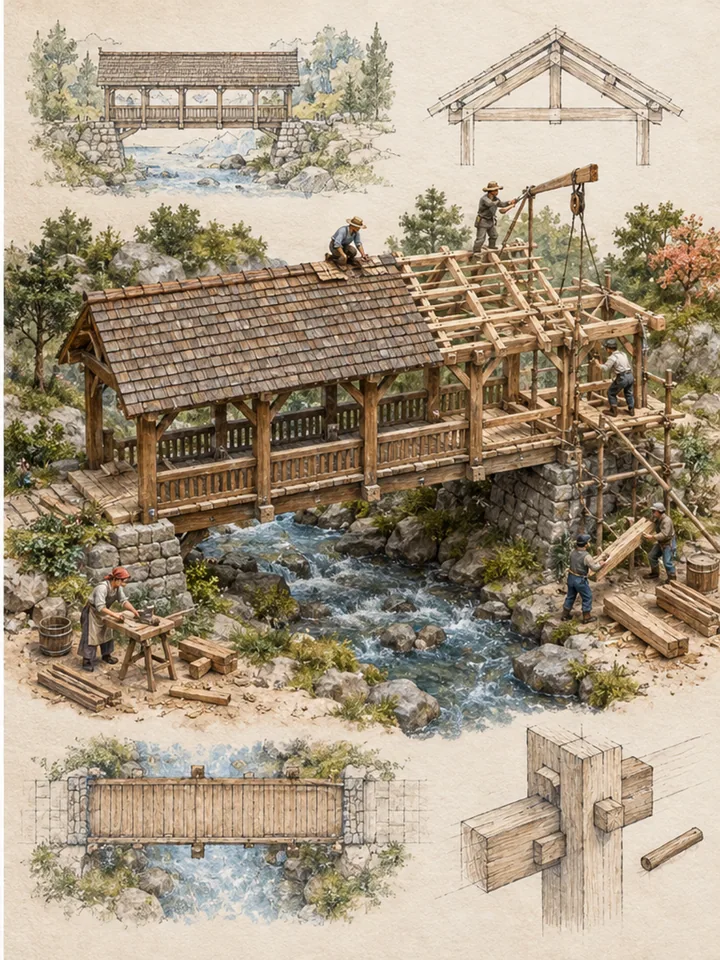 Mountain-Stream Covered Bridge