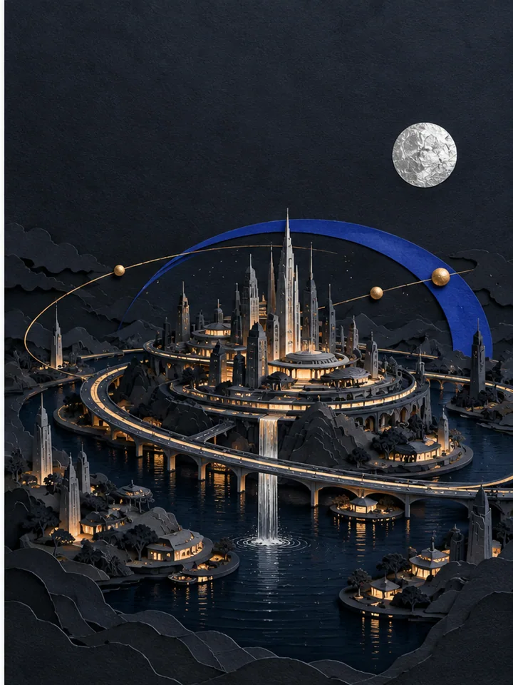 Night Orbit Paper City