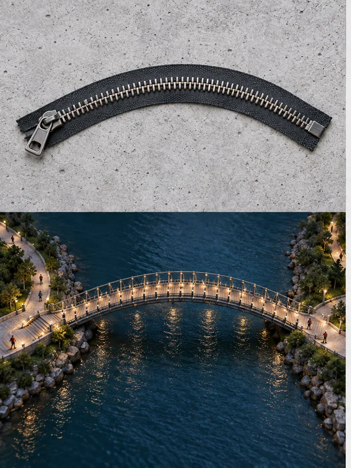 Zipper Into Bridge - Everyday-object material translation